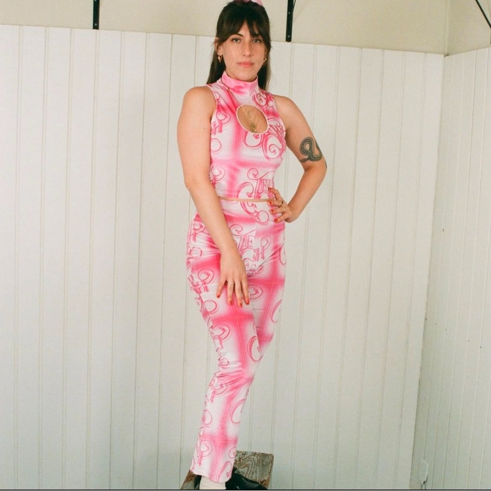 *SET* Rare Jewish Girls Fashion Brand x Carly Jean Andrews velvet pink set L/XL